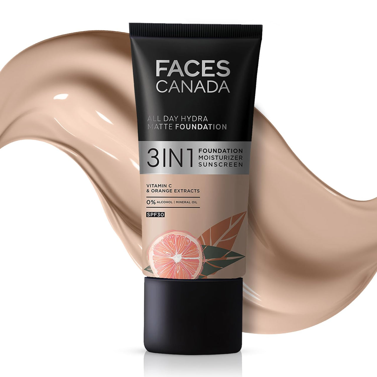 FACESCANADA All Day Hydra Matte Foundation|3-In-1 Foundation + Moisturizer Cream + Spf 30|24 Hr Aloe Hydration&Vitamin C|10Hr Long Wear|Medium To High Buildable Coverage|Rich Ivory 013|25Ml,Pack Of 1