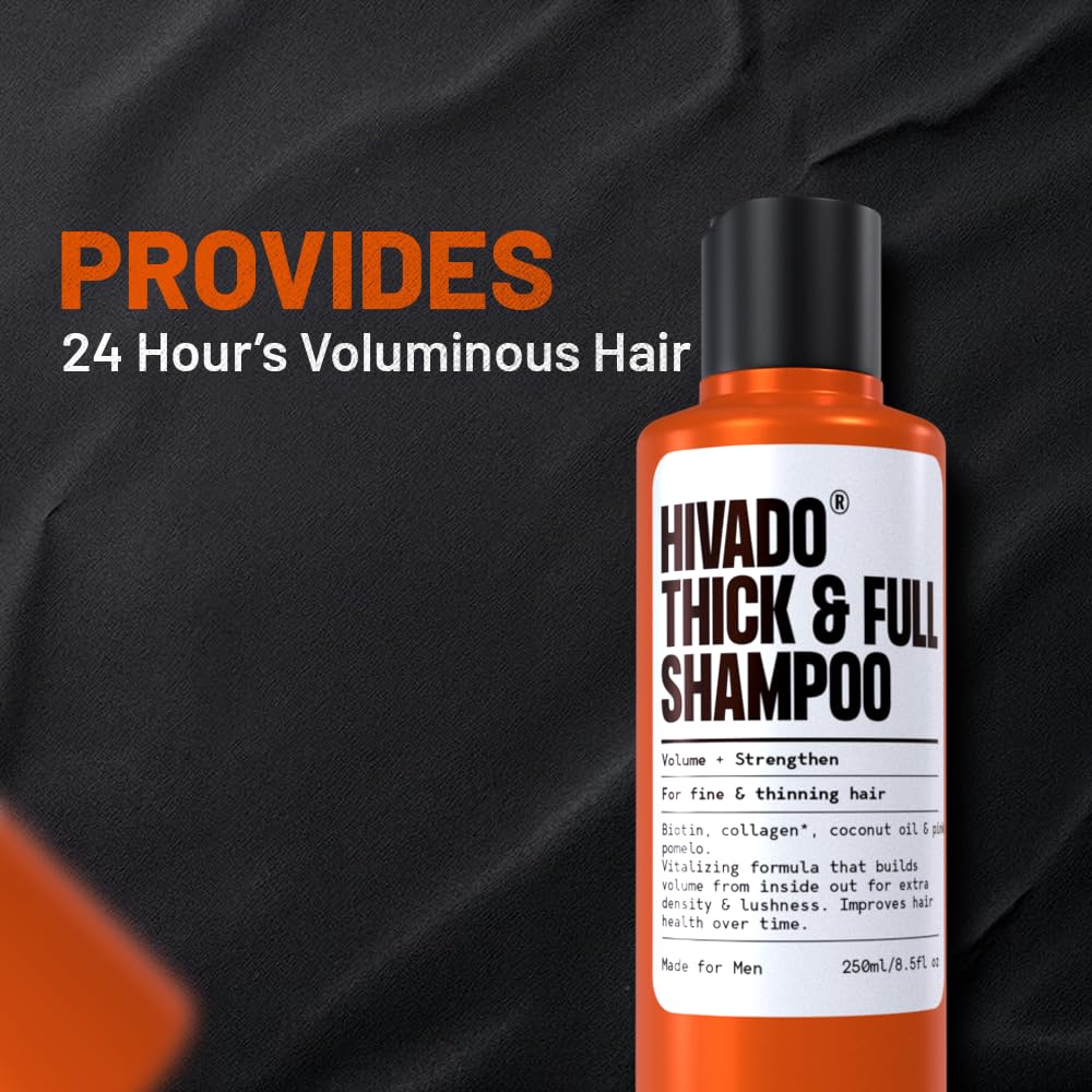 HIVADO Thick & Full Shampoo - Thinning And Limp Hair - Density And Lushness - Strengthen Root To Tip - Strong Hair - Non-Toxic For Men, 1 Count