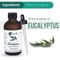 Naturalis Eucalyptus Oil Essential Oil – Pure Eucalyptus Essential Oil for Aromatherapy, Skin & Hair Care, Massage, Steam Inhalation, and Diffuser – Therapeutic Grade, 120ml