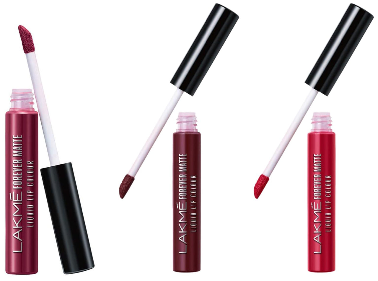 Lakmé Forever Matte Liquid Lip Colour&Lakmé Forever Matte Liquid Lip Colour, Red Revival, 5.6 ml&Lakmé Forever Matte Liquid Lip Colour, Red Wine, 5.6 ml