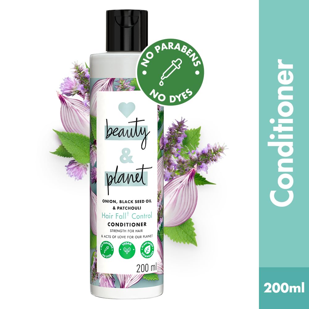 Love Beauty & Planet Onion Blackseed & Patchouli Hair Fall Control Combo with Sulfate Free Shampoo & Conditioner