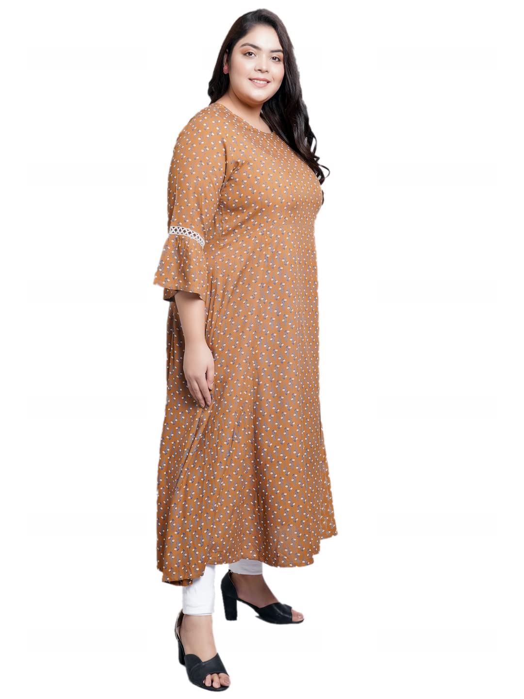 Yash Gallery Women's  Rayon Floral Printed A-Line Kurta for Women