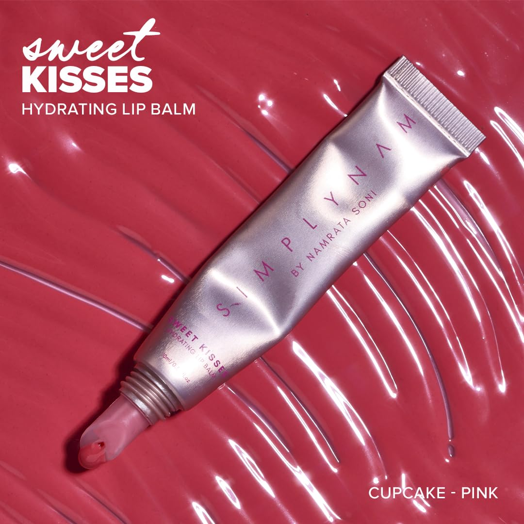 SIMPLYNAM Sweet Kisses Hydrating Lip Balm - Cupcake (Pink)| Vegan| Hydrating| Jojoba Oil| 3-In-1 Formula
