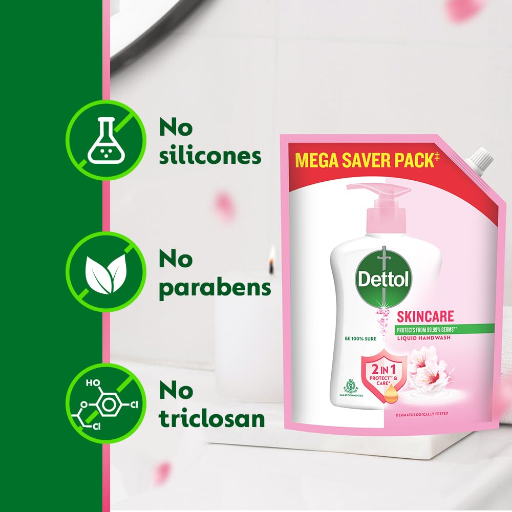 Dettol Liquid Handwash Refill – Skincare Hand Wash- 1350ml | pH Balanced | 10x Better Germ Protection