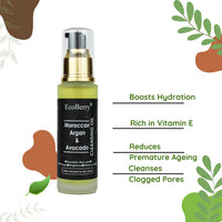 EcoBerry Moroccan Argan & Avocado Cleansing Oil For Oily Skin, Boosts Hydration, Increases Collagen Production, Improves Elasticity, Reduce Wrinkles, Vegan