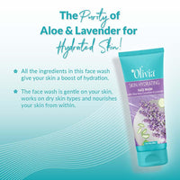 Olivia Hydrating Face Wash With Aloe Vera Cucumber And Lavender | Face Wash For Dry Skin, Normal Skin & Sensitive Skin | Gently Cleanses Skin From Dirt & Oil, Paraben Free - 100Ml