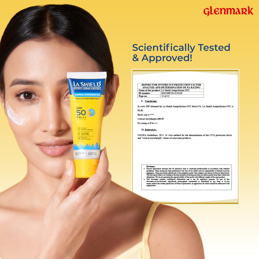La Shield Pollution Protect SPF 50 Mineral Sunscreen Gel | PA+++ | Lightweight & Oil free | Moisture boost formula | Water resistant| All Skin types |Dermatologist Tested | 50g (Pack of 3)