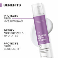 DERMATOUCH HYALURONIC ACID 1% SUNSCREEN | SPF 50 PA++++ | FOR ALL SKIN TYPES | NO WHITE CAST | 50G