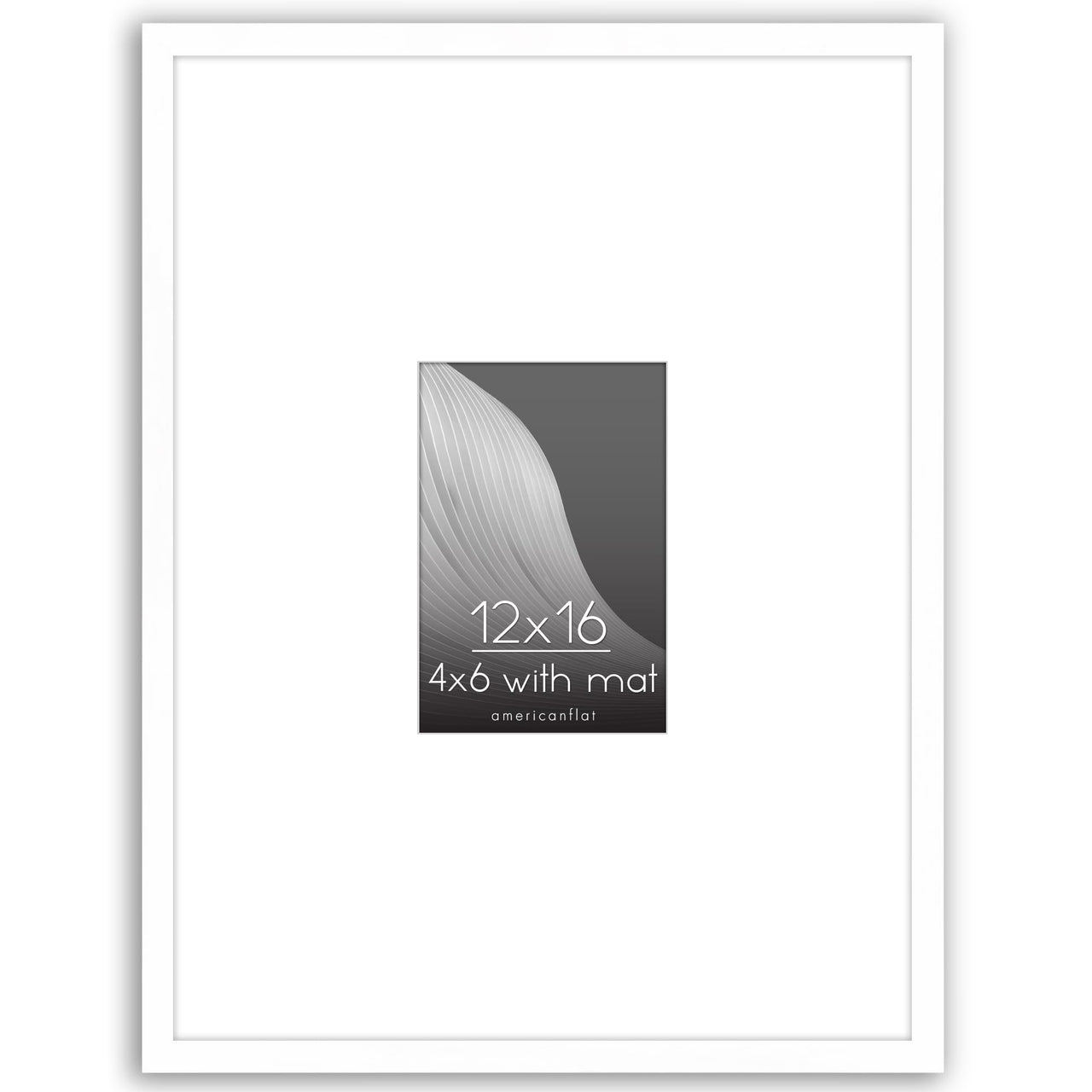 Americanflat 12x16 Picture Frame in White - Use as 4x6 Picture Frame with Mat or 12x16 Frame Without Mat - Thin Border Photo Frame with Plexiglass Cover - Vertical or Horizontal Wall Display