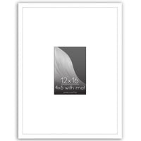 Americanflat 12x16 Picture Frame in White - Use as 4x6 Picture Frame with Mat or 12x16 Frame Without Mat - Thin Border Photo Frame with Plexiglass Cover - Vertical or Horizontal Wall Display
