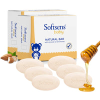 Softsens Baby Natural Bar Soap with Honey, Orange & Natural Almond Oil,Natural Milk Cream,Shea Butter Soaps x 100g (Pack of 2)