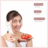Provalo Tomato Natural Face Wash For Glowing - 100ML | Brightening And Radiant Skin | Face Wash For Women | For Oily, Acne Prone and Dry Skin