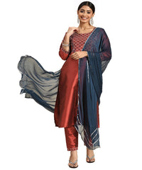LookMark Womens Art Silk Kurta and Pant Set with Dupatta