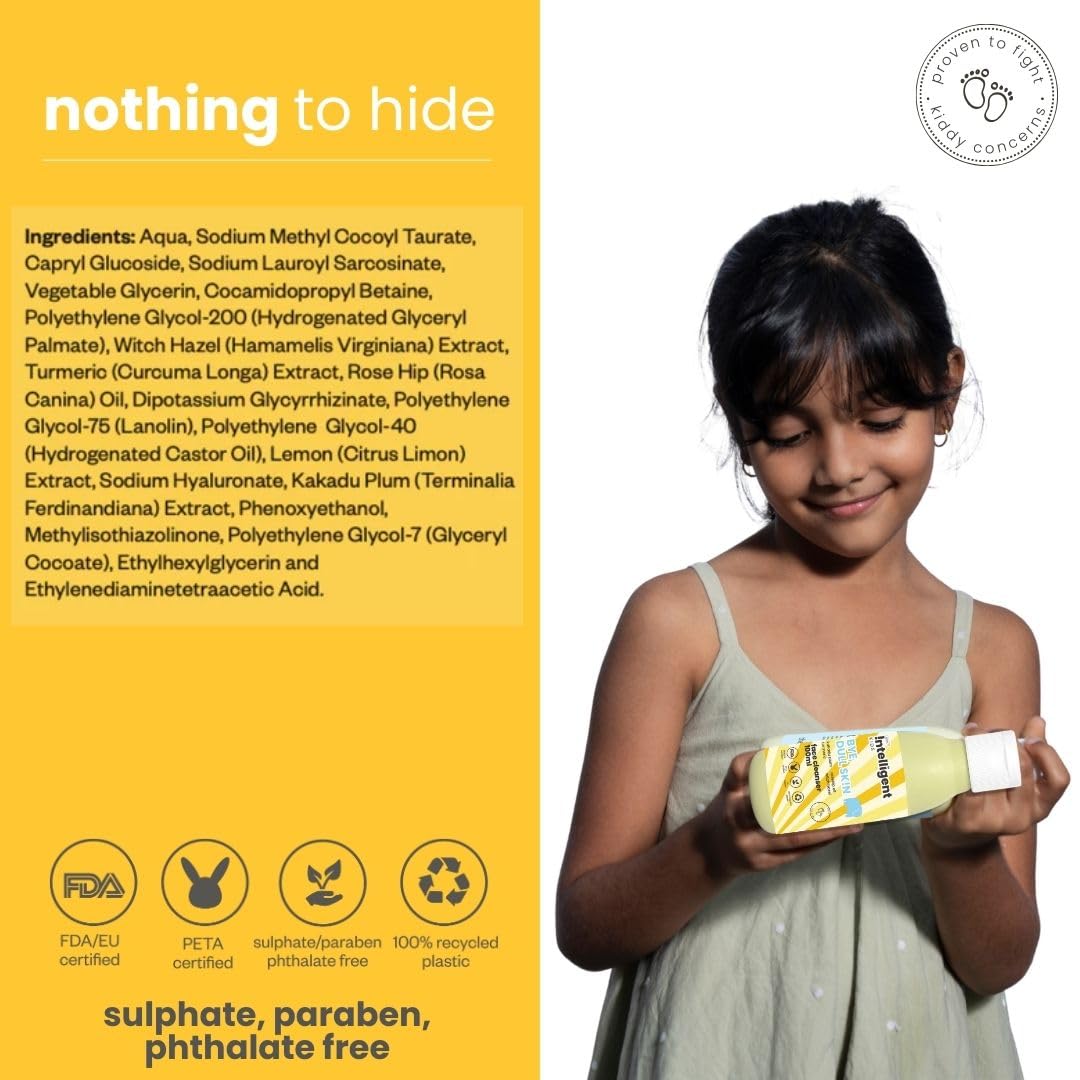 Tuco® Kids Face Wash | Perfect for Dull Skin | Infused with Turmeric, Kakadu Plum, Rosehip Oil, Safflower Oil, Witch Hazel | Ages 2-5, 4-10, 10-15, 5-10 Years | Paraben & Sulphate Free |100 ml-Pack of 2