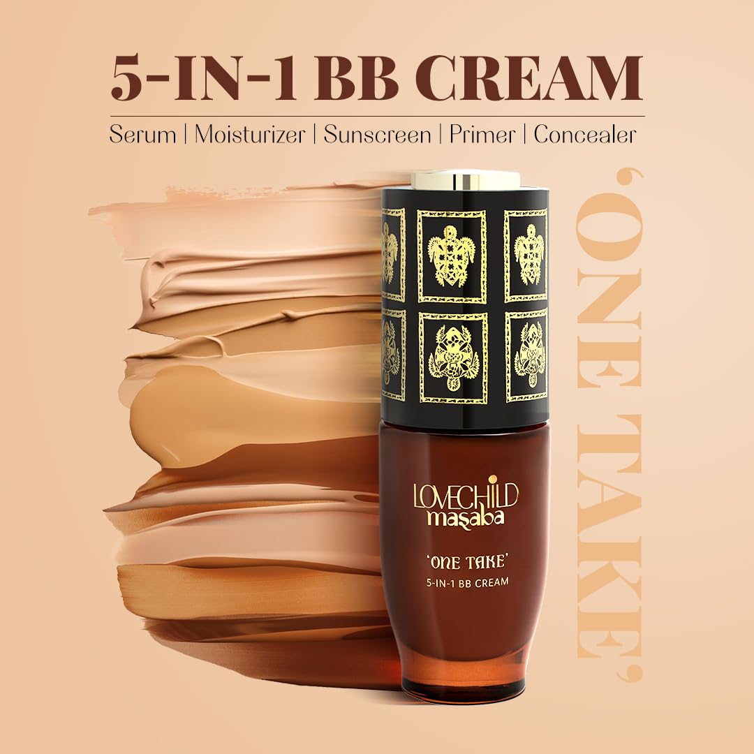 LoveChild Masaba One Take 5 in 1 BB Cream For Light Skin Tone, Benefits of Serum, Primer, Moisturizer, Concealer & SPF 20 PA ++ Matte Finish All-in-One Tint for Flawless Skin, Badass Babe 30ml