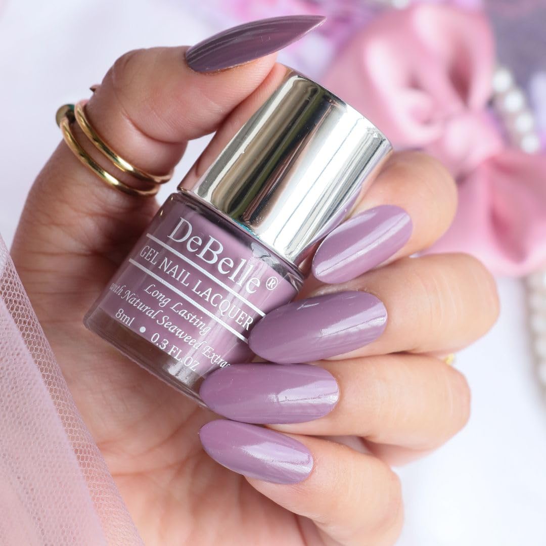 DeBelle Gel Nail Polish Mauve Orchid (Dark Mauve ), 8ml | Non UV - Gel Finish | Seaweed Enriched Formula | Long Lasting Paint| Cruelty & Toxic Free |