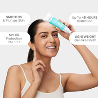 Earth Rhythm Aqua Surge Face Moisturizer with SPF 60 PA++++ Infused with Hyaluronic Acid for Intense Hydration and Moisture Locking upto 48 Hours, For Dry Skin - 50ml