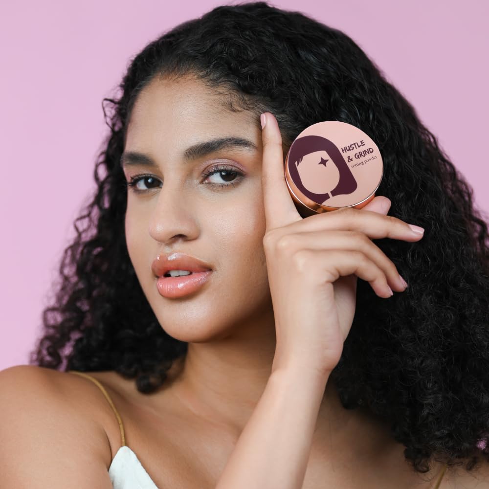 Typsy Beauty Hustle & Grind Setting Powder I Strawberry Shake I Unique In-built Powderizer for Zero Waste & Spilling I Packed with Hayalauronic Acid & Ceramides I Soft Pink Shade I Paraben Free | 4.5g
