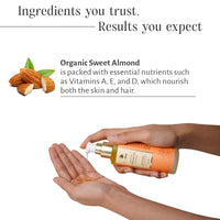Shankara Organic Sweet Almond Oil, Cold-Pressed, Chemical-Free, Vitamin-Rich Moisturizer for Skin and Hair, Natural Almond Oil for Men and Women, 100ml