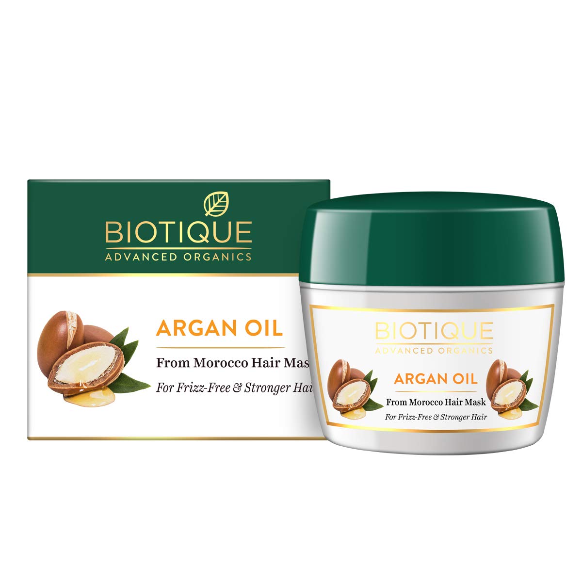 Biotique Bio Herbcolor Conditioning Hair Color, 50g + 110ml - Darkest Brown 3N (Pack of 1) & Biotique Argan Oil Hair Mask from Morocco (Ideal for Frizz -Free and Stronger Hair), 175g