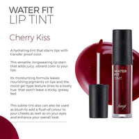 The Face Shop Water Fit Lip Tint Cherry Kiss, 5gm | Multipurpose 3-in-1 Lip Tint | Hydrating, Transfer proof, Long Lasting, Non greasy, Matte Finish