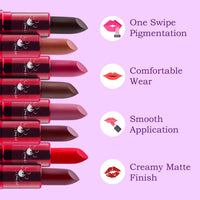 Clumsy Cat Sanskari Poo Matte Lipstick – Delightful Pink | Long Lasting, Waterproof, Smudge-Proof & Non-Sticky | Pink Nude Lipstick for Women, Girls & Dusky Skin Tone | Daily Use Lip Makeup for Office, Party, College