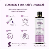 Singular Urban Protect Hair Oil for Pollution and UV Defense | Pure & Natural Cold Pressed Oil Infused with Nature's Best Argan, Coconut, Moringa, Green Tea, Sesame Oil with Vitamin E | Ideal for Damaged and Dry Hair | 400 ml