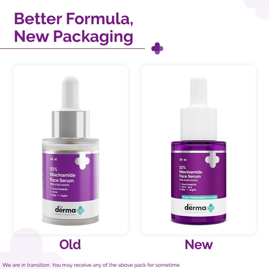 The Derma Co 10% Niacinamide Face Serum with 2% Zinc | Fades Acne Marks | Fights Acne | Controls Oil Production | Reduces Dark Spots | 30 ml