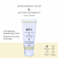 Globus Naturals Hyaluronic Acid & Vitamin C Anti Ageing Face Cream, Enriched with Rose & Glycerine, Skin Lightening & Brightening Formula, 100 ml, Pack Of 3