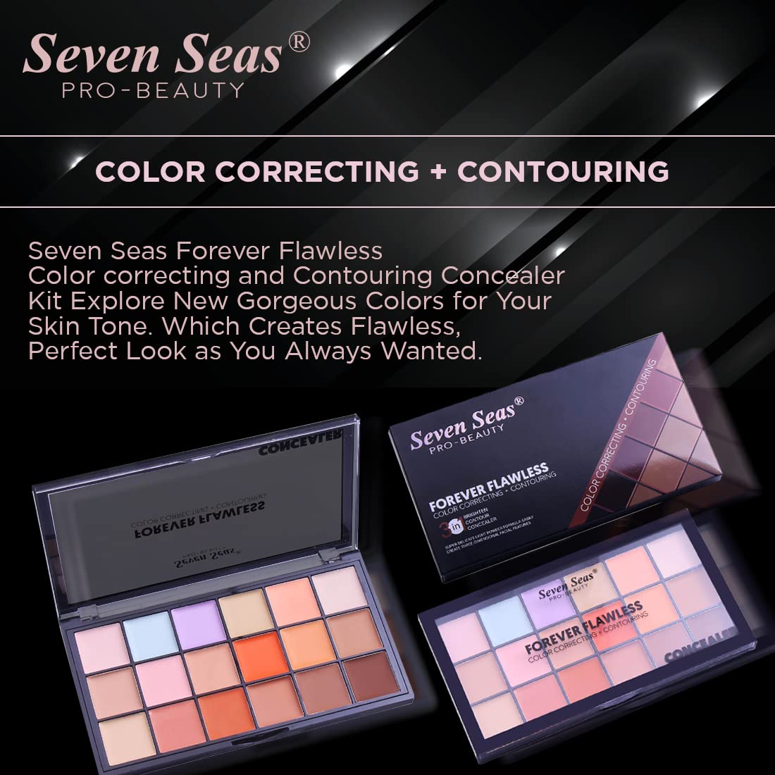 Seven Seas Light weight, Makeup Fixer, | Contour Concealer Palette with | Full Coverage | face makeup (Combo set) (Ivory)