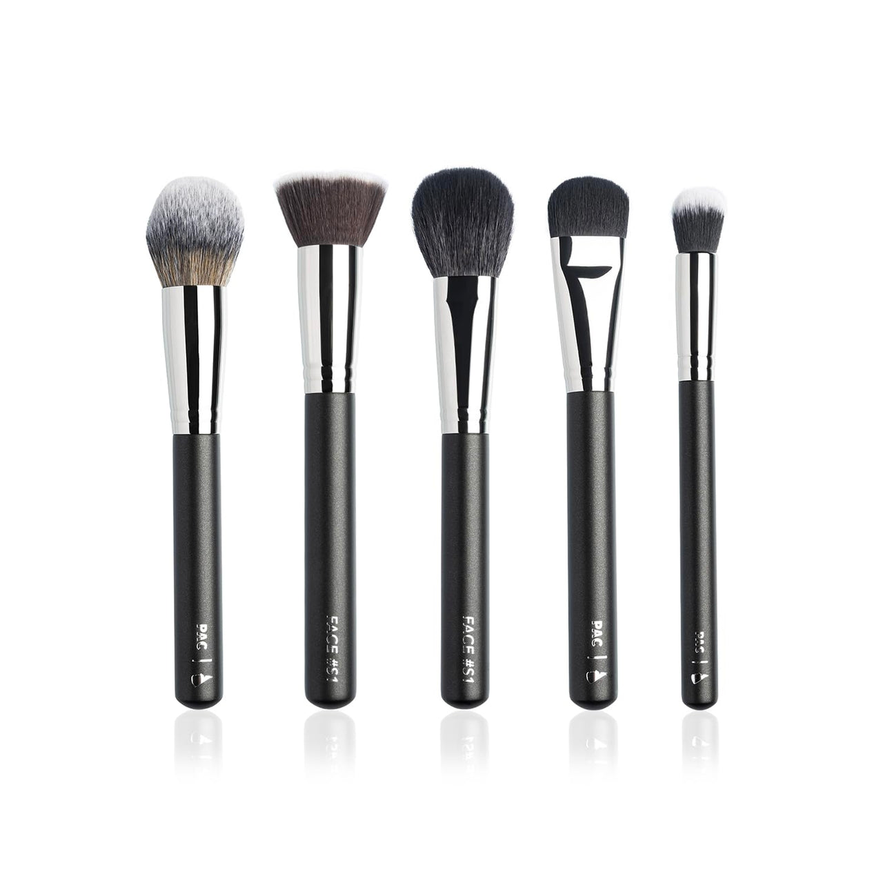 PAC Cosmetics Face Series (5 Brushes) Best Face Makeup Brushes For Foundation, Concealer, Blush, Bronzer, and Setting Powder Application and Blending