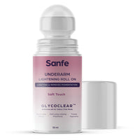 Sanfe Underarm Lightening Roll On (Soft Touch) with 5% AHA Glycolic Acid & Salicylic acid 0.5% W/W For Underarms | Lightens & Remove Pigmentation | Deodorant for Underarms | Glycoclear Technology | Men & Women