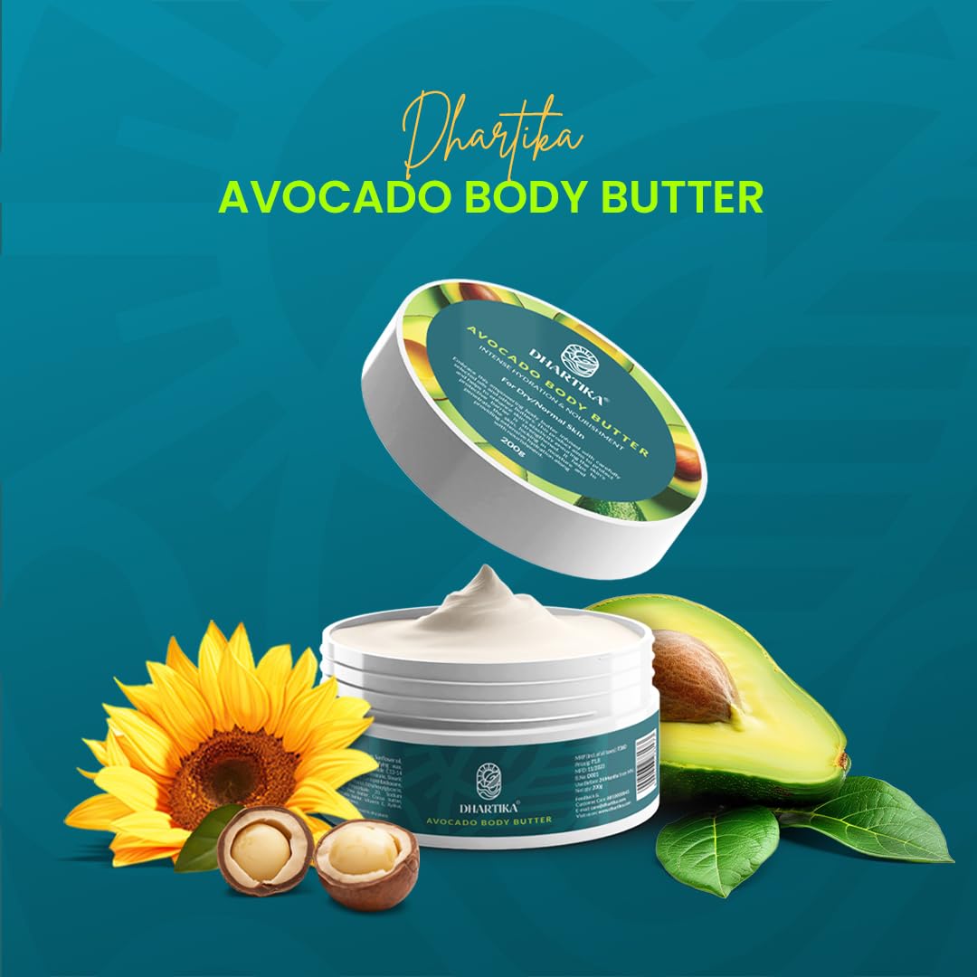 DhartiKa Skincare Routine Bundle – Avocado Body Butter, Face Serum, Day Cream & Night Cream – Nourish, Protect & Rejuvenate