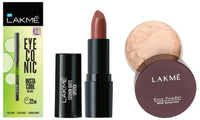 Lakmé Cushion Matte Lipstick & Eyeconic Insta Cool Kajal, Black & Lakmé Rose Loose Face Powder, Matte Finish, 40G
