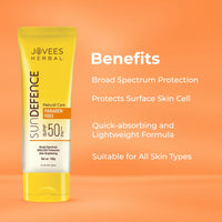 Jovees Herbal Sun Defence Cream SPF 50 PA+++ Broad Spectrum For All Skin | Protection From UVA/UVB & Sun Damaged | Lightweight, Non Greasy & Quick Absorption 100g