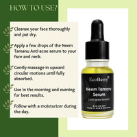EcoBerry Neem Tamanu Anti Acne Serum for Oily & Acne Prone Skin, Blemishes, Moisturizing, Organic, Natural, Paraben Free, Preservative Free, Vegan