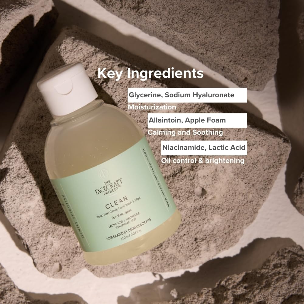 THE FACECRAFT PROJECT Cleanser|Moisture-Rich |Gentle Gel Face Cleanser |Soap-Free |Deep Hydration |Dual-Use Mask |Removes Impurities |Balances Sebum |Soft & Supple Skin |Daily Skincare Routine (150ml)