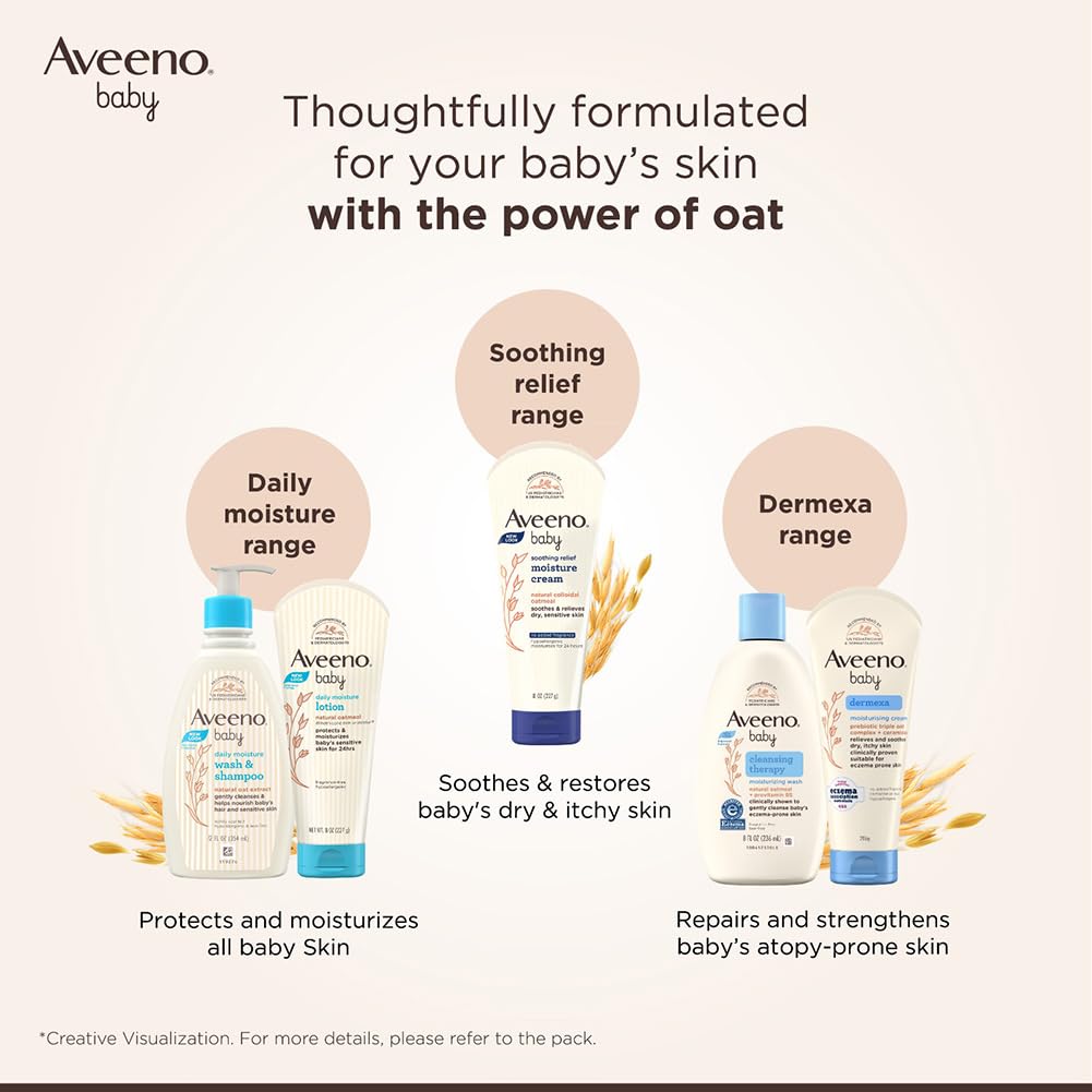 Aveeno Baby Soothing Relief Moisture Cream 100g 24-Hour Protection for Dry, Itchy, Sensitive Skin | Clinically Proven | Active natural oats | US pediatrician recommended | Hypoallergenic, fragrance-free & paraben-free