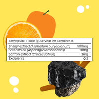 The Plant Fix Plix 500mg Shilajit Effervescent - 15 capsules (Pack of 1)|With Saffron & Safed Musli For Vitality|100% Vegan|Orange Flavored|For Men, 1 count
