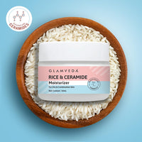 Glamveda Rice & Ceramide Moisturizer Skin Barrier Building & Nourishing | For Fine Lines Wrinkles, Age Spots & Hyperpigmentation | No Paraben, Sls | 50ml