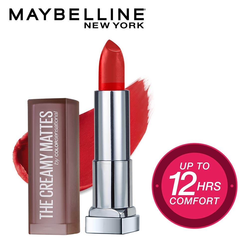 Maybelline New York Color Sensational Creamy Matte Lipstick, 680 Mesmerizing Magenta, 3.9g and Maybelline New York Color Sensational Creamy Matte Lipstick, 640 Red Liberation, 3.9g