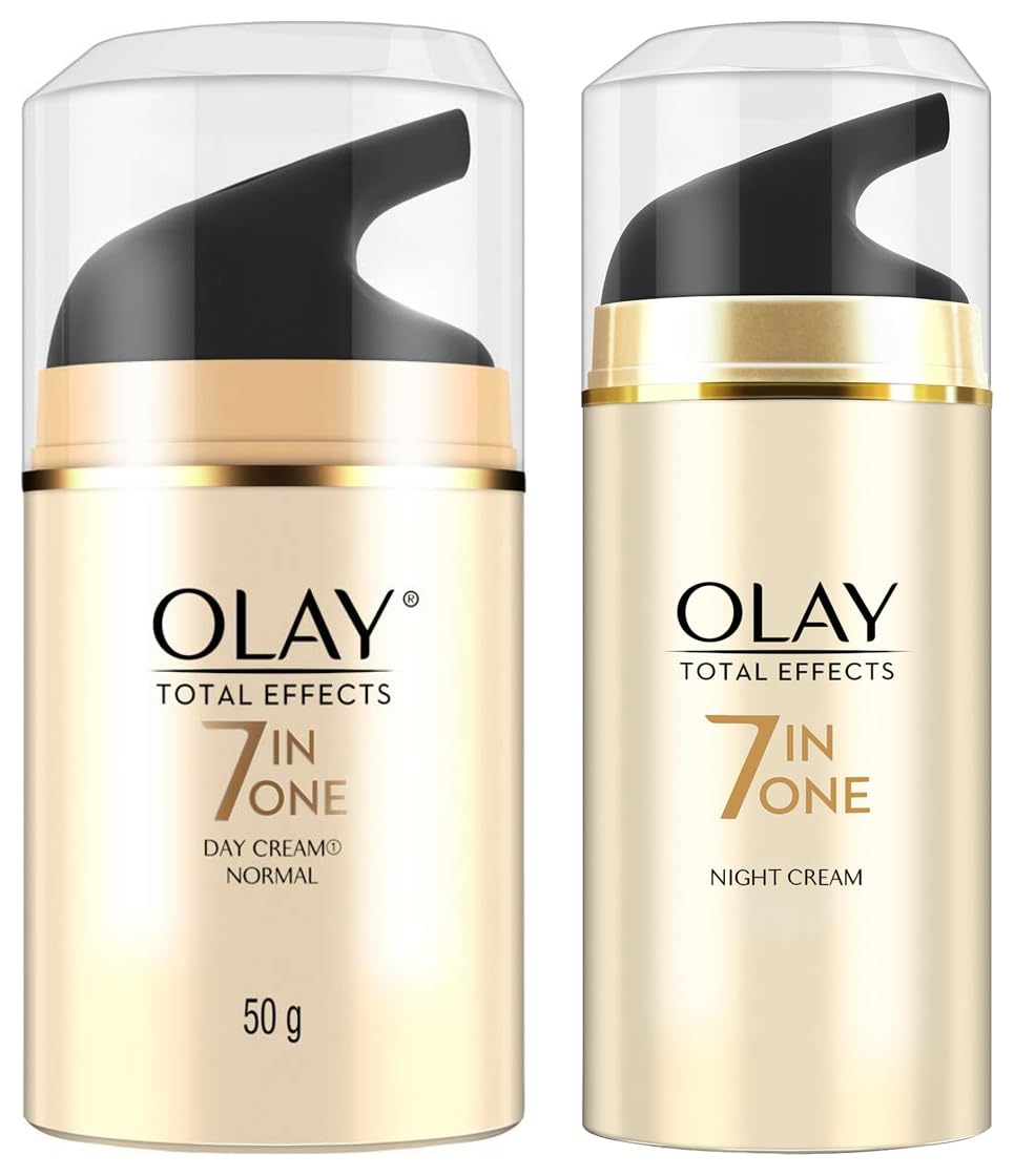 Olay Night Cream Total Effects 7 in 1, Anti-Ageing Moisturiser, 50g & Olay Day Cream Total Effects 7 in 1, Anti-Ageing Moisturiser, 50g