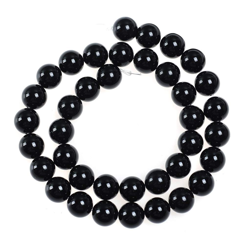 Natural Stone Beads 8mm Black Onyx Agate Gemstone Round Loose Beads Crystal Energy Stone Healing Power for Jewelry Making DIY,1 Strand 15"