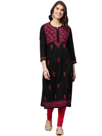 Ada Hand Embroidered Lucknow Chikankari Women's  Pure Cotton Kurti Kurta