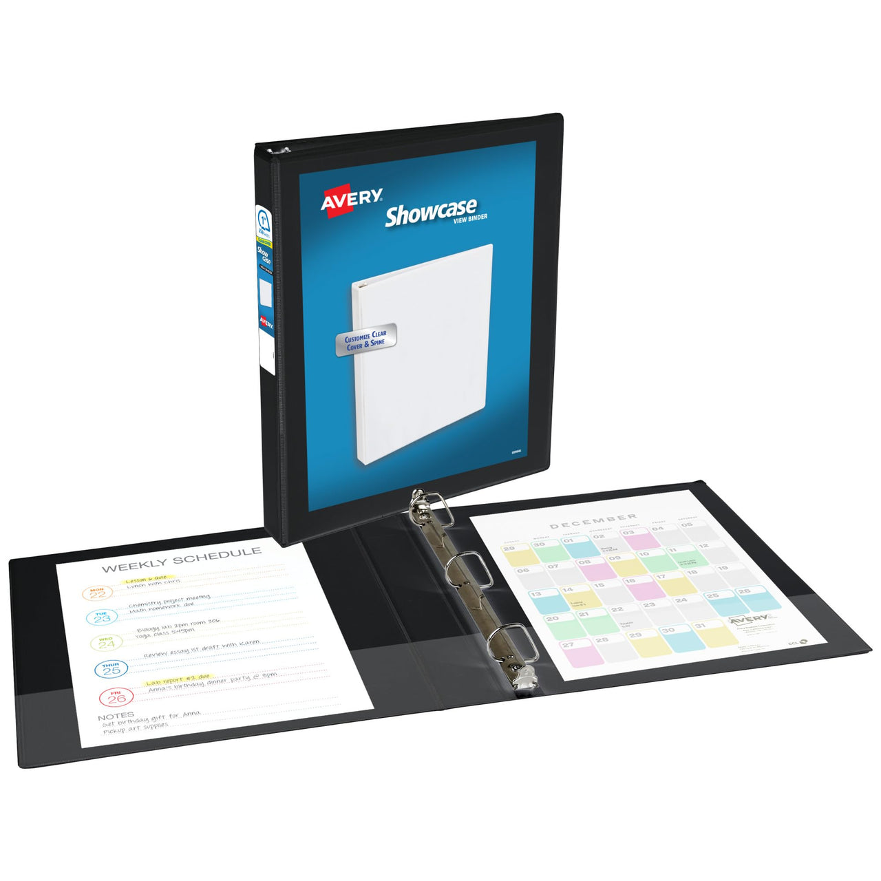 Avery Economy Showcase View 3 Ring Binder, 1 Inch Slant Rings, 1 Black Binder (19600) 1"