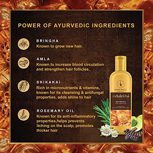 Indulekha Bringha Ayurvedic Shampoo 100 Ml, For Hair Fall Control, With Bringharaj Extracts, Amla, Shikakai - Paraben Free, For Men & Women.