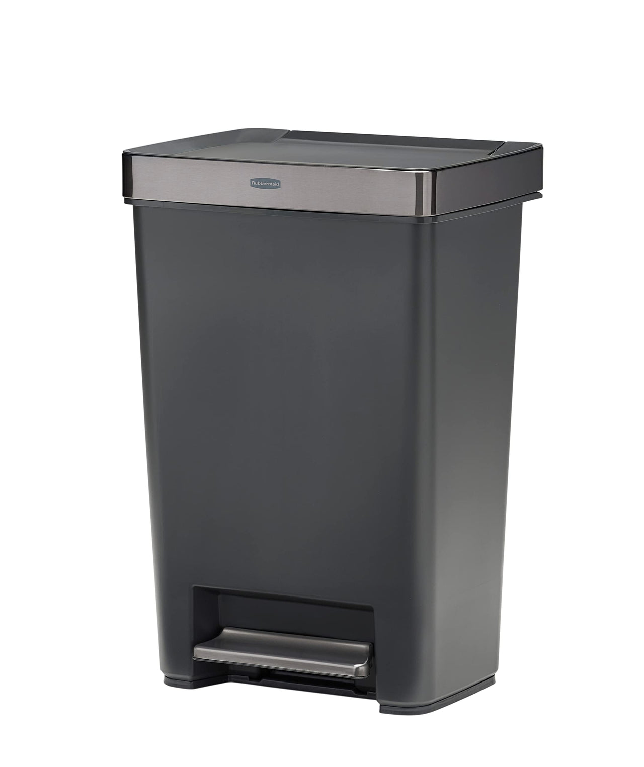 Rubbermaid Premier Series II Step-on Trash Can for Home and Kitchen, with Lid Lock and Slow Close, 13 Gallon, Charcoal, for Home/Kitchen/Hotel/Lobby/Office 13G - Classic Plastic