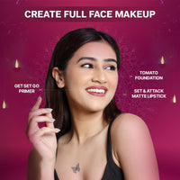 FLiCKA Wedding & Anniversary Gift Makeup Kit Box Combo Pack | Primer, Set & Attack Lipsticks, Tomato Foundation and Pouch (Free) | Best Gift hamper for Sister, Girlfriend, Wife, Mother