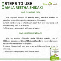 Attar Ayurveda Amla, Reetha, Shikakai powder for Hair growth | Natural Hair cleanser | 100% Pure and Natural | No-SLS, No-Paraben