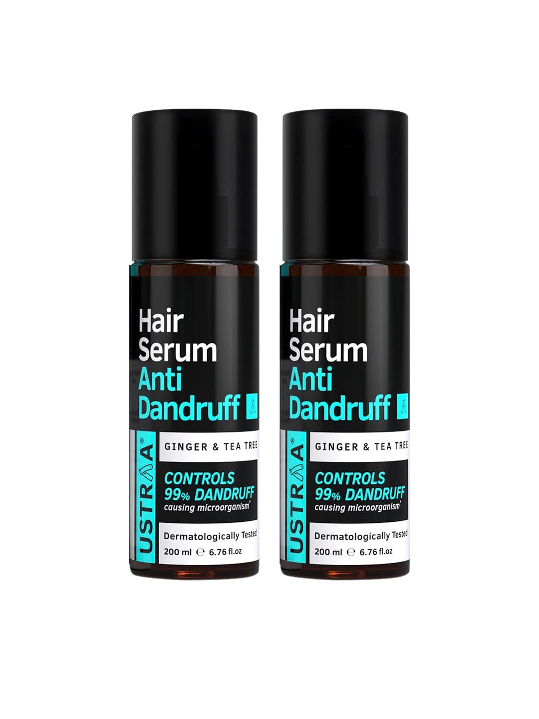 Ustraa Hair Serum Anti-Dandruff - 2 x 200ml | Fights Dandruff with Tea Tree & Ginger | Maintains scalp pH | Prevents growth of dandruff-causing microorganisms| No Sulphates, No Paraben (Pack of 2)